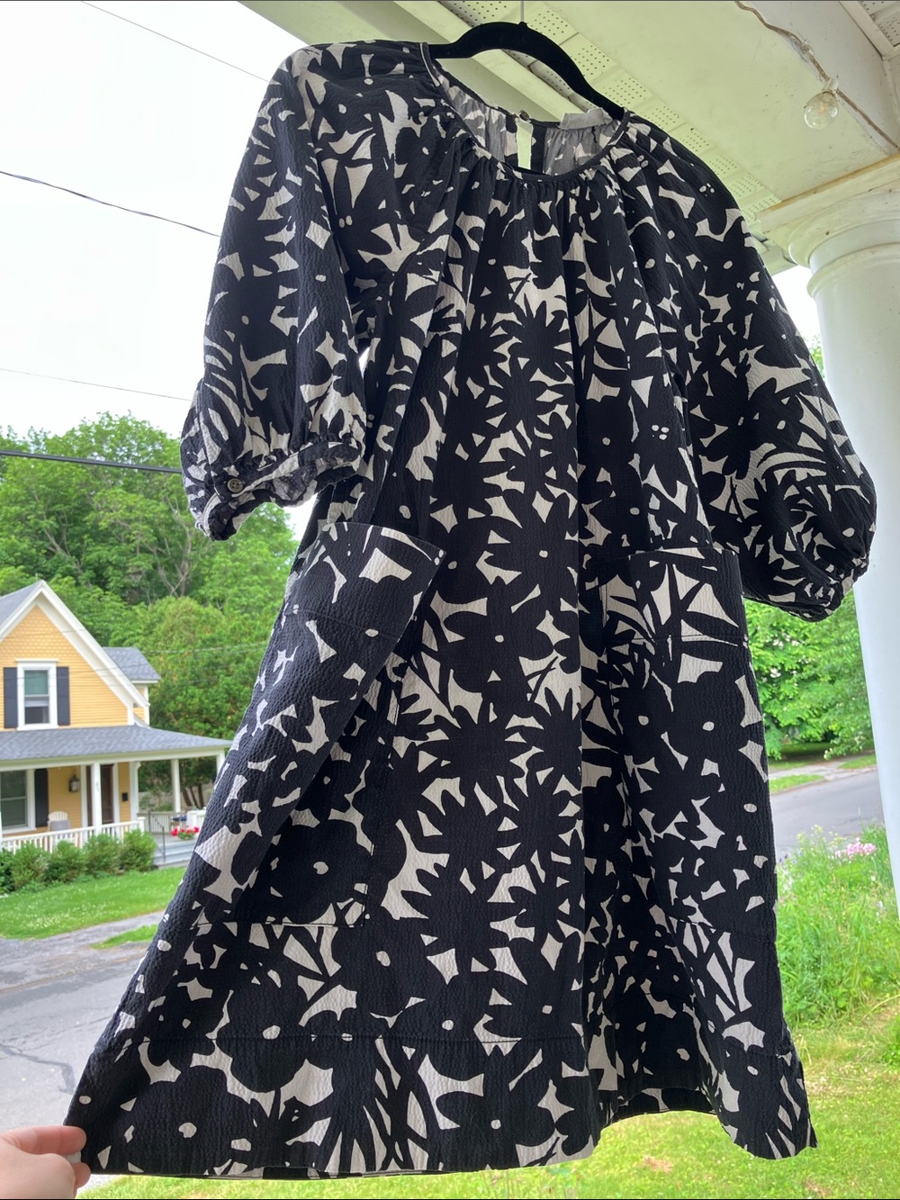 Black & White Print Mini Shift Dress